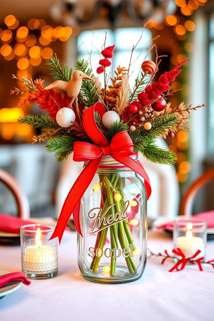 Celebratory Festive Centerpiece - 22 Mason Jar Centerpiece Ideas