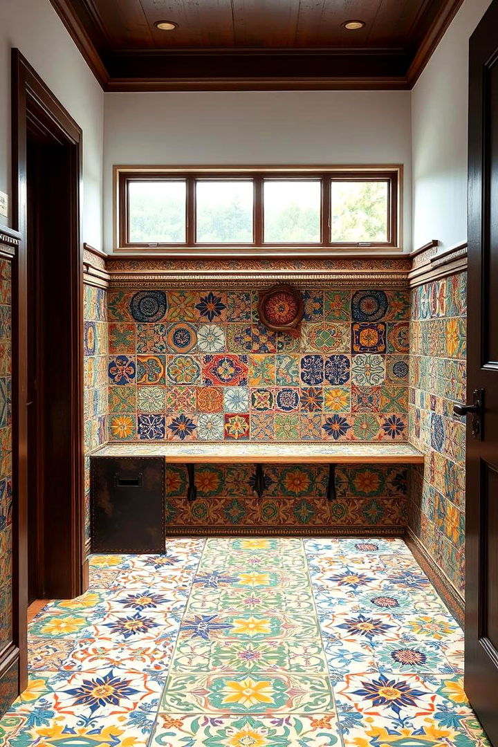 Ceramic Patterned Tile Style - 22 Mudroom Floor Ideas