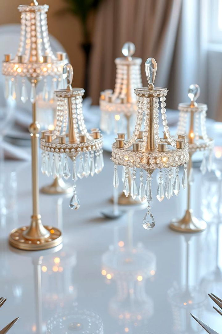 Chandelier Glamour Centerpieces - 22 Wedding Table Decoration Ideas