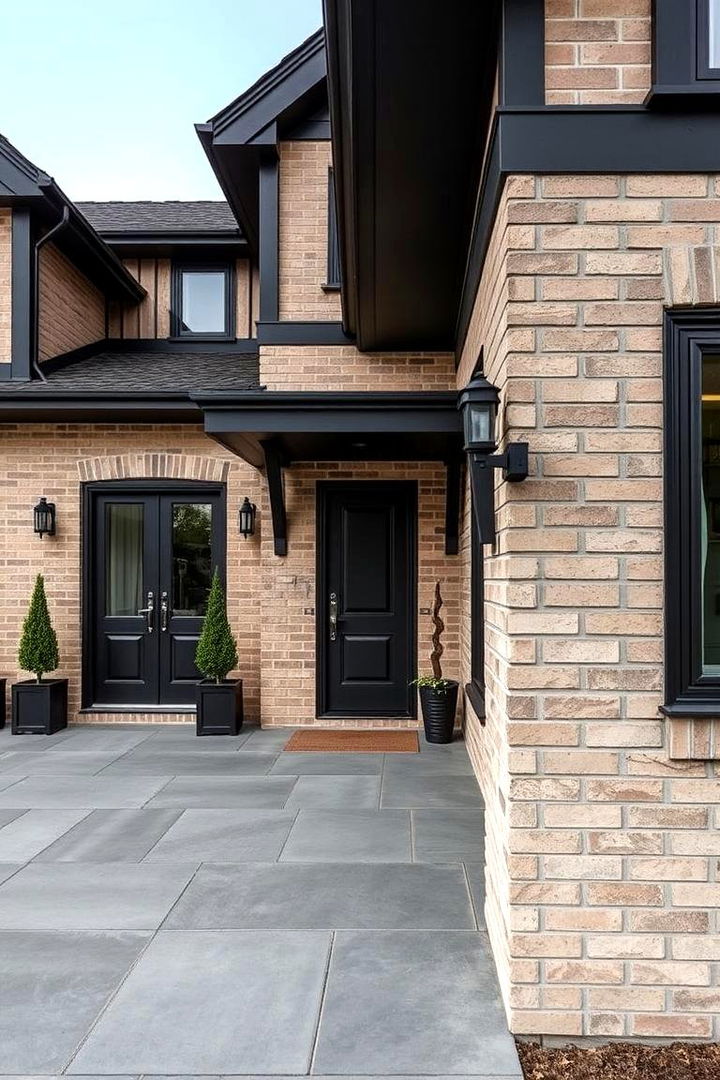 Charcoal Contrast Detailing - 22 Blonde Brick House Color Schemes