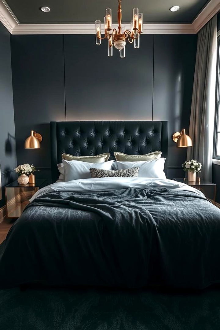Charcoal with Metallic Hints - 22 Charcoal Bedroom Ideas