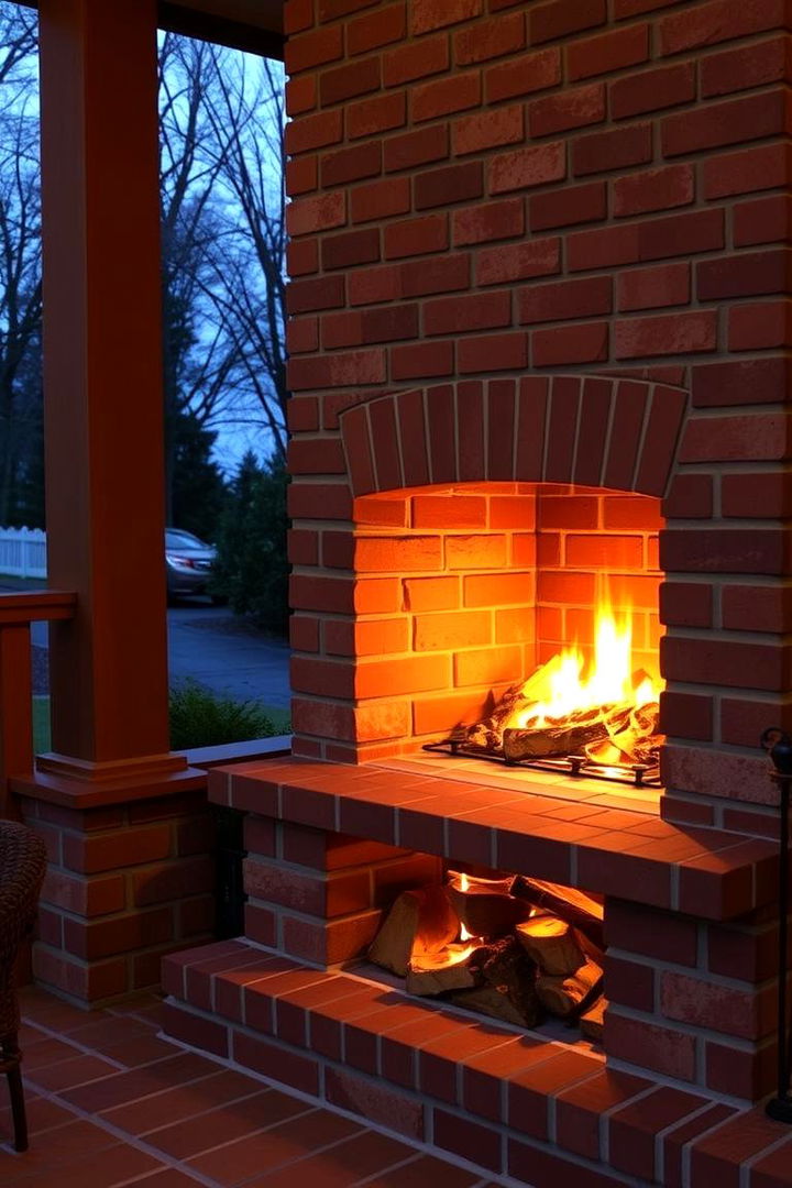 Charming Brick Fireplace Accent - 22 Brick Porch Ideas