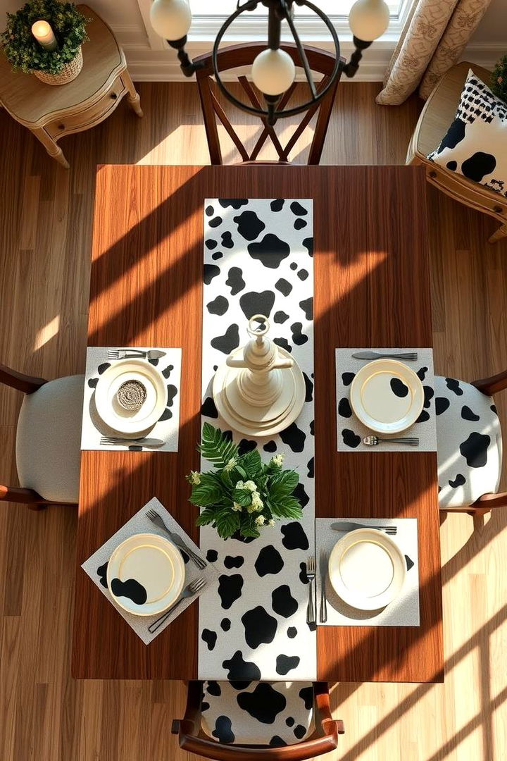Charming Cow Print Table Decor - 22 Cow Print Room Decor Ideas