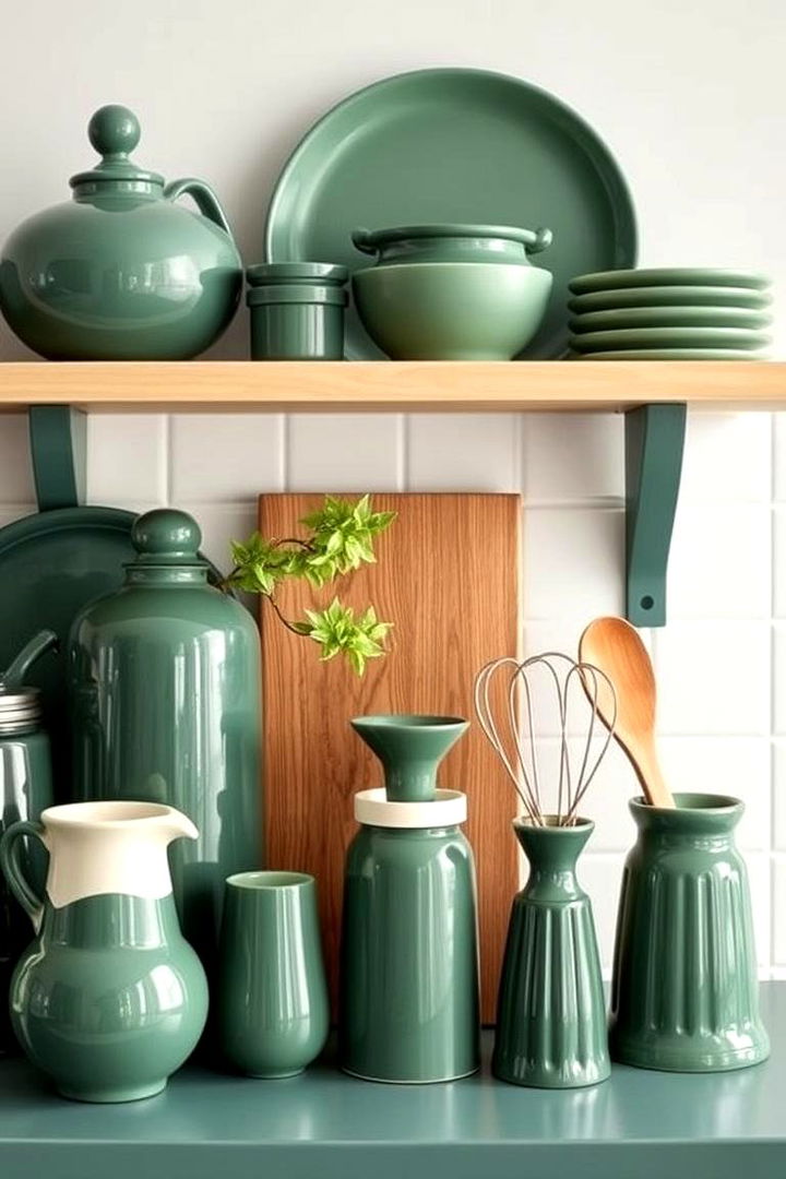 Charming Dark Green Kitchen Accessories - 22 Dark Green Kitchen Ideas