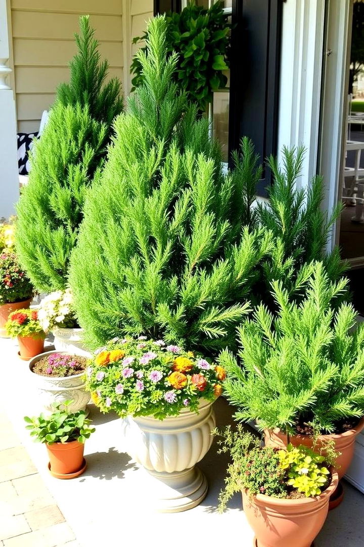 Charming Evergreen Container Gardens - 22 Front Yard Evergreen Landscaping Ideas