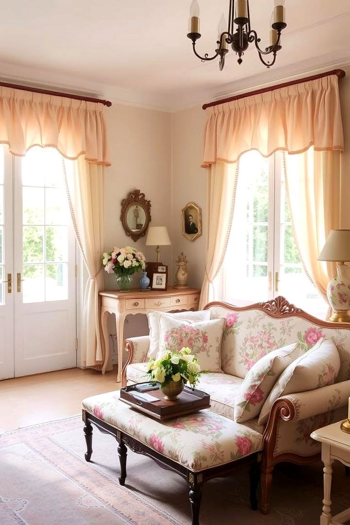 Charming Floral Patterns - 22 French Country Living Room Ideas