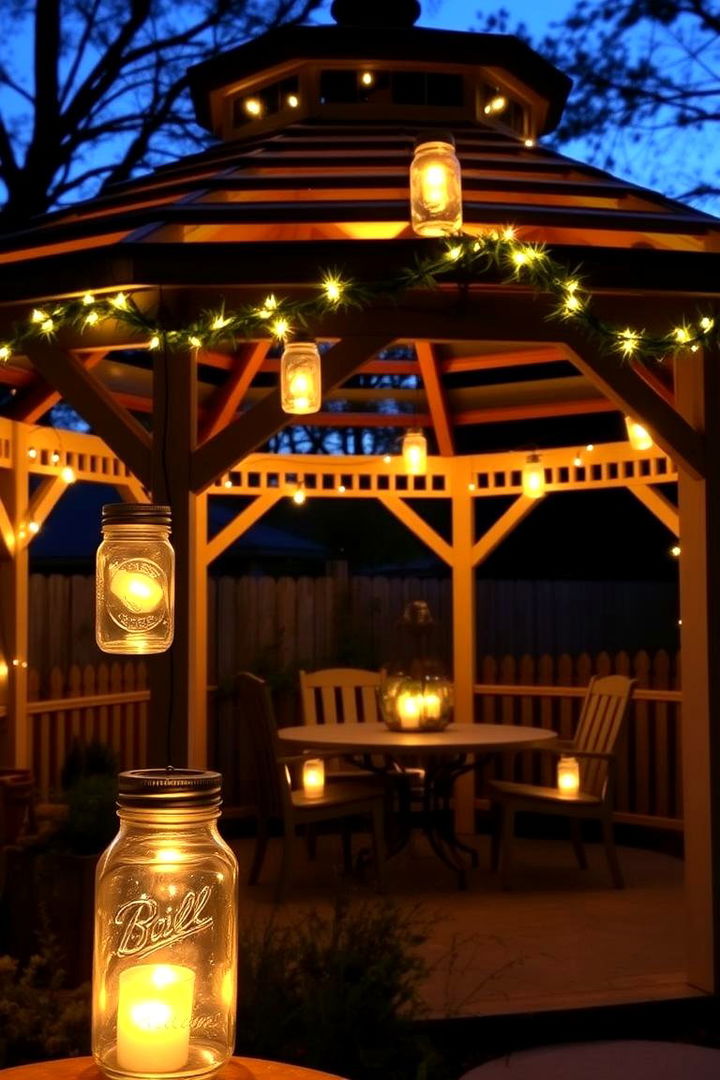 Charming Mason Jar Lights - 22 Gazebo Lighting Ideas