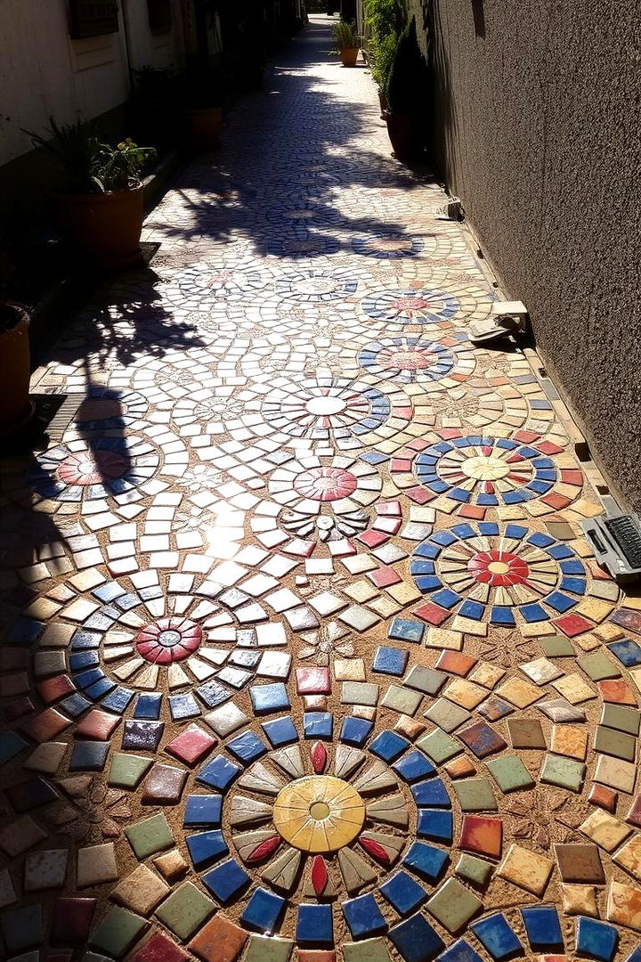Charming Mosaic Tile Walkway - 22 Sloped Walkway Ideas