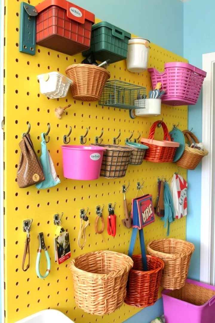 Charming Pegboard Organization - 22 Farmhouse Mudroom Ideas
