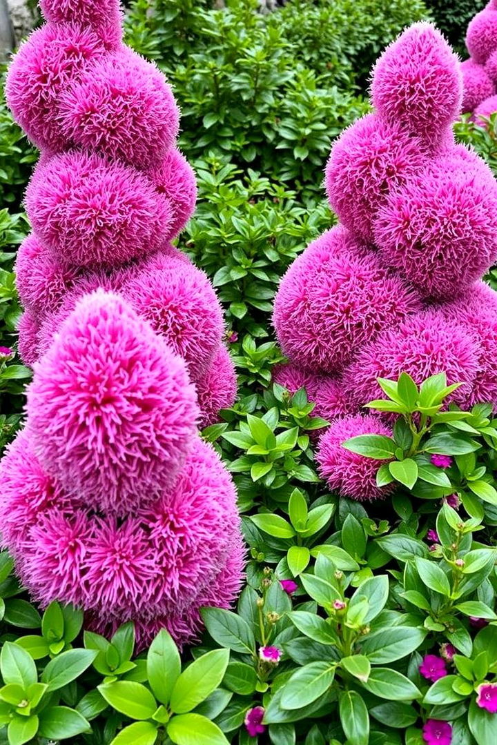 Charming Pink Topiary Accents - 22 Pink Garden Ideas