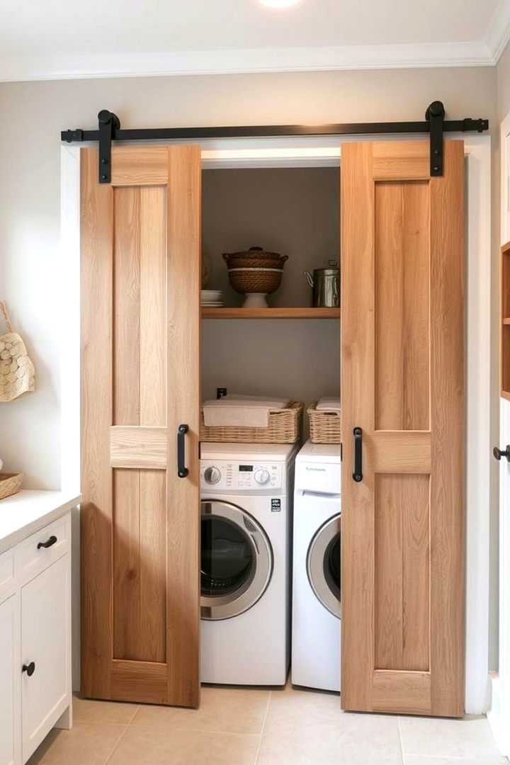 Charming Sliding Barn Doors - 22 Farmhouse Laundry Room Ideas
