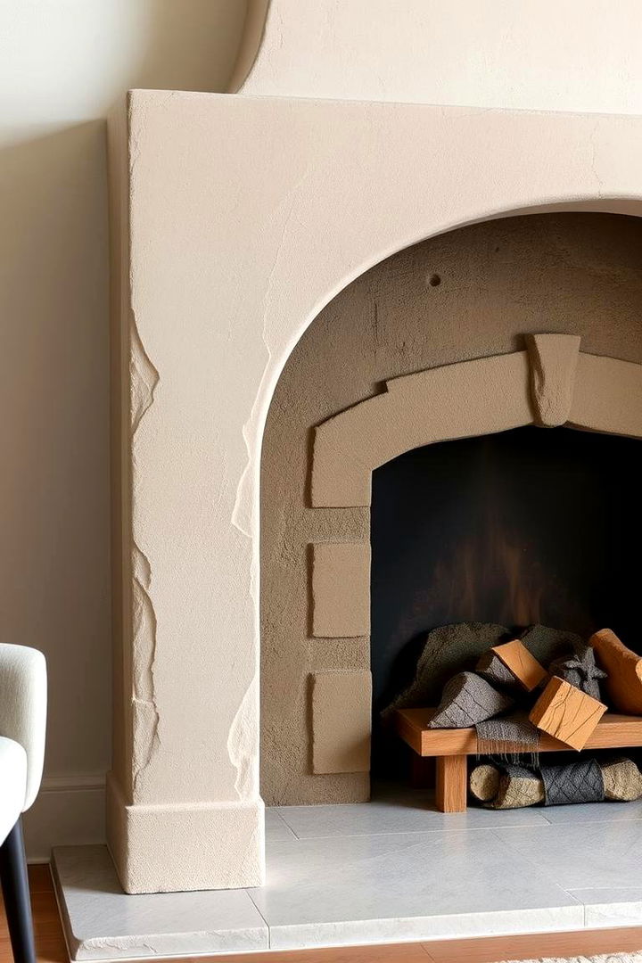 Charming Stucco Hearth Layering - 22 Stucco Fireplace Ideas
