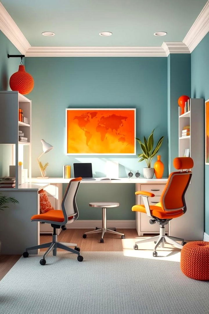 Charming Study Area - 22 Teal and Orange Color Scheme for Your Rooms