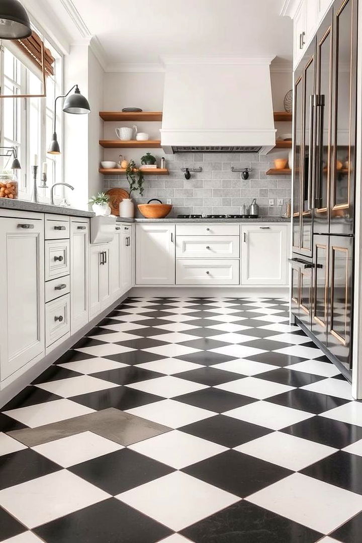 Checkerboard Flooring Focus - 22 Black and White Kitchen Ideas