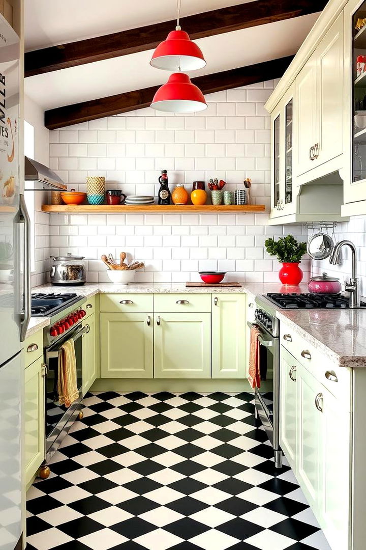 Checkerboard Flooring Magic - 22 Retro Kitchen Ideas