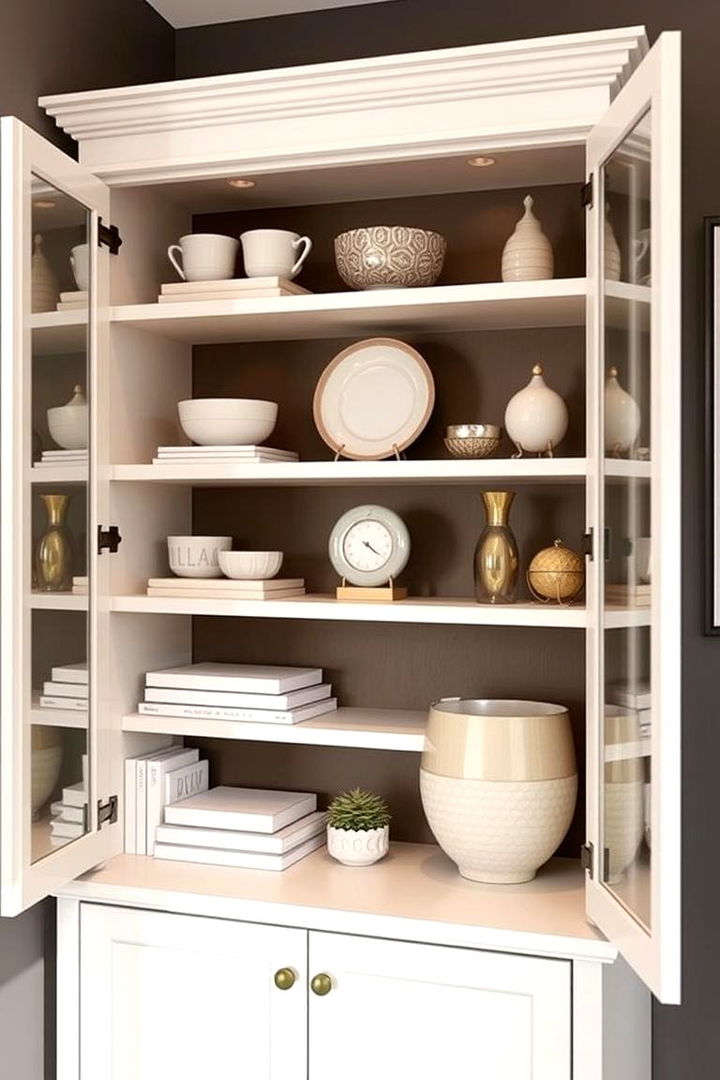 Cheerful Open Shelves - 22 Corner Cabinet Ideas