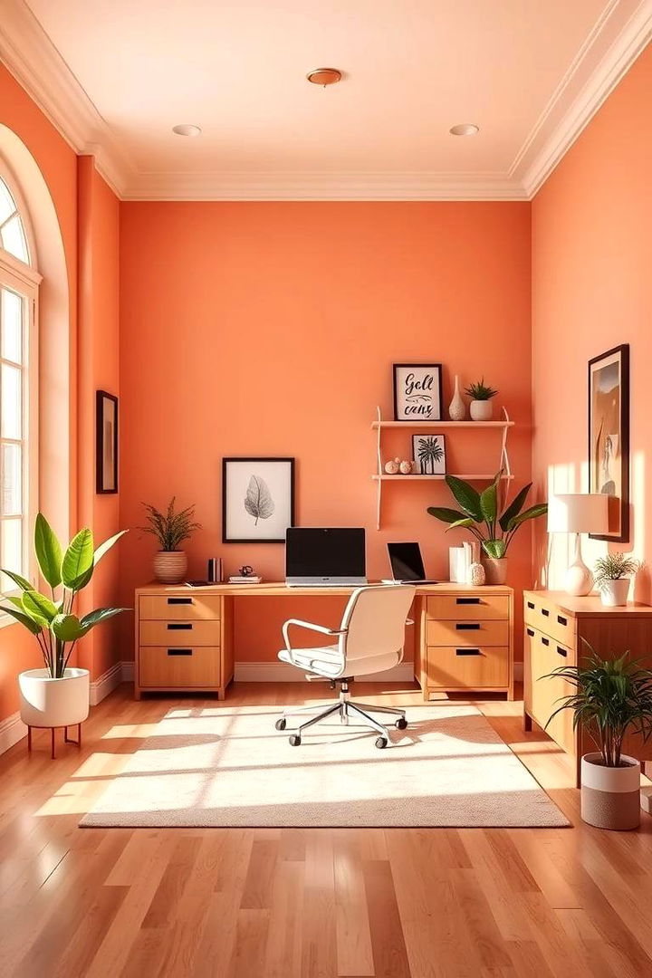 Cheerful Peach Finishes - 22 Home Office Paint Colors