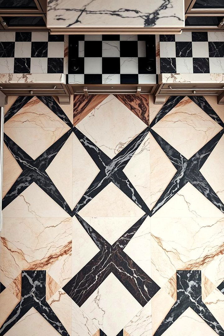 Chequered Marble Patterns - 22 Marble Kitchen Floor Ideas