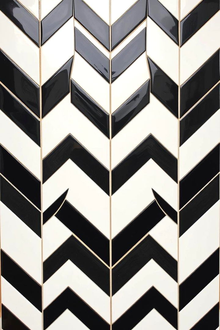 Chevron Impact Design - 22 Black and White Bathroom Tile Ideas