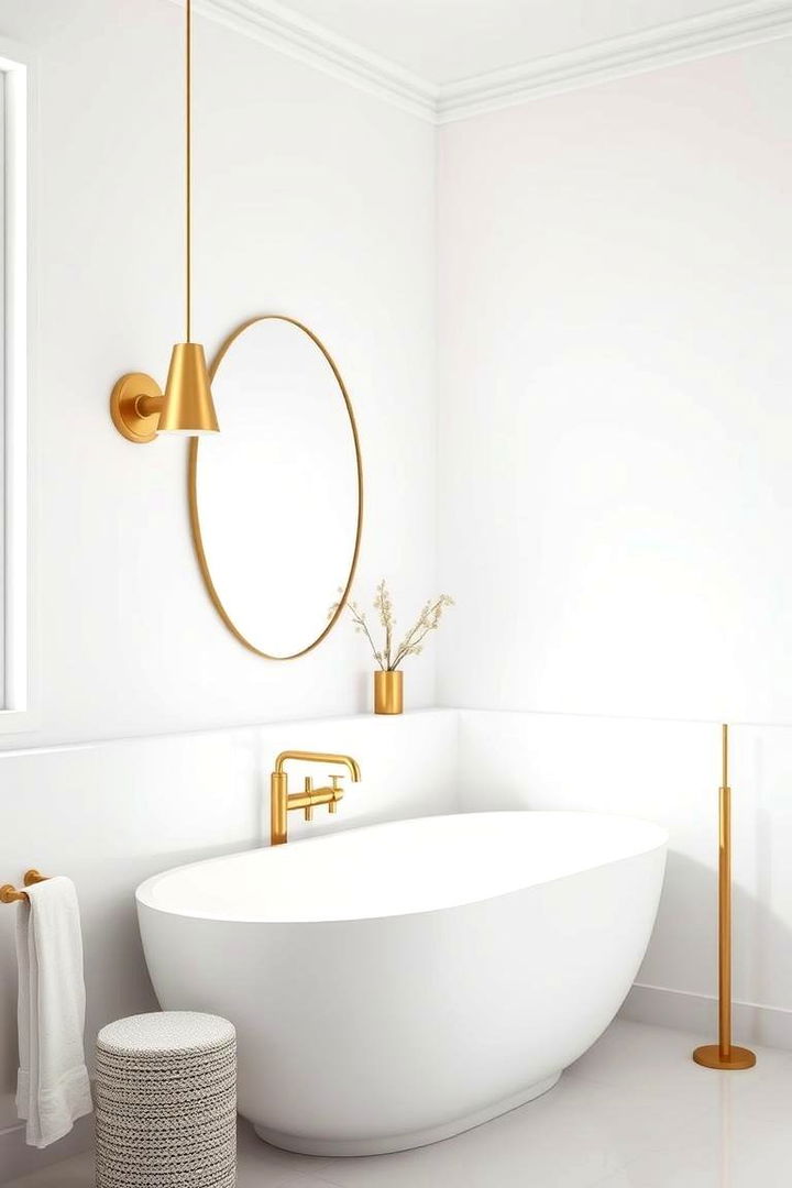 Chic Accentuations in Minimalist Form - 22 White and Gold Bathroom Ideas