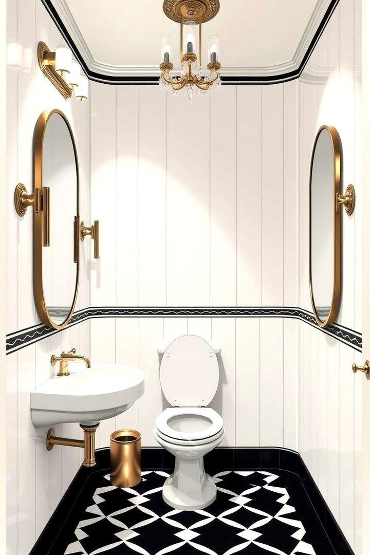 Chic Art Deco Flair - 22 Black and White Powder Room Ideas