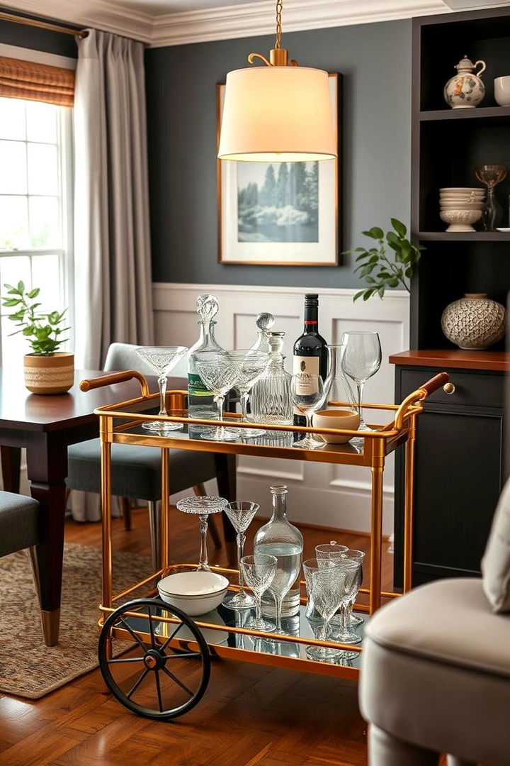 Chic Bar Cart and Beverage Nook - 22 Transitional Dining Room Ideas
