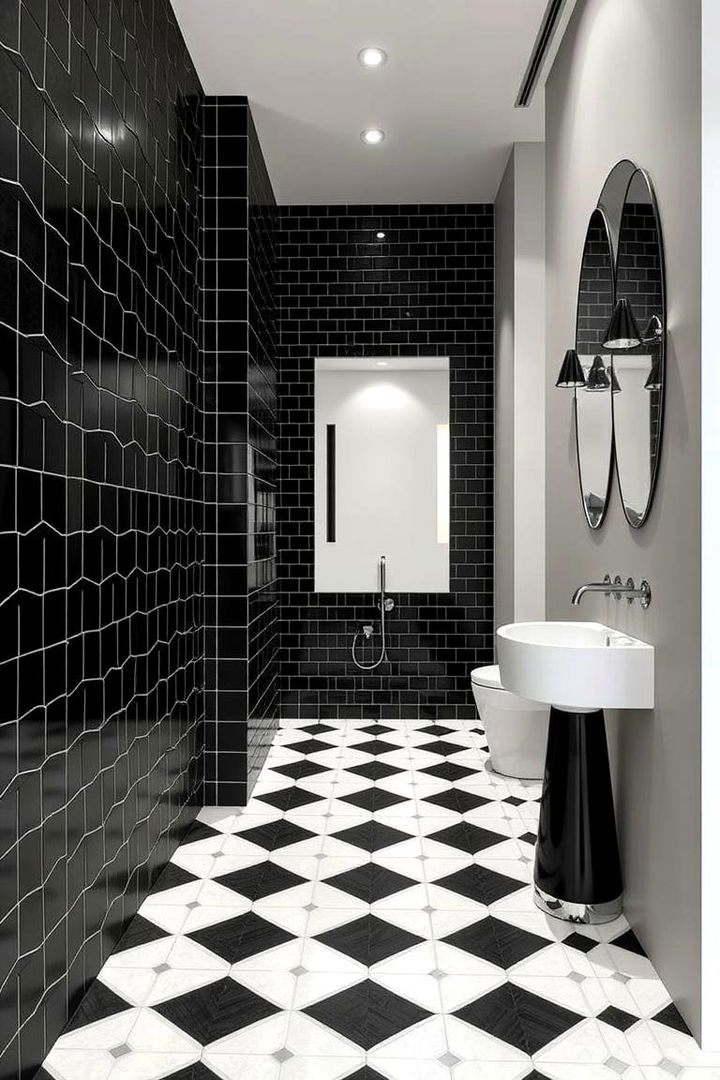 Chic Black Tile Accent - 22 Black Floor Bedroom Ideas