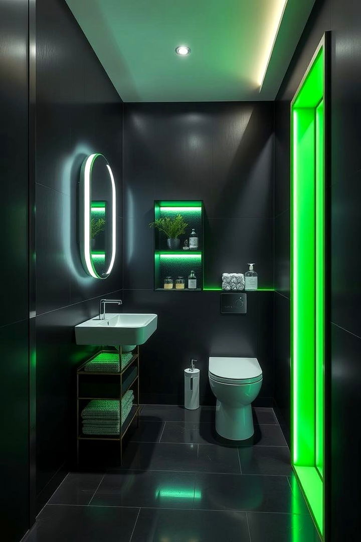 Chic Black Walls and Verdant Trim - 22 Black and Green Bathroom Ideas