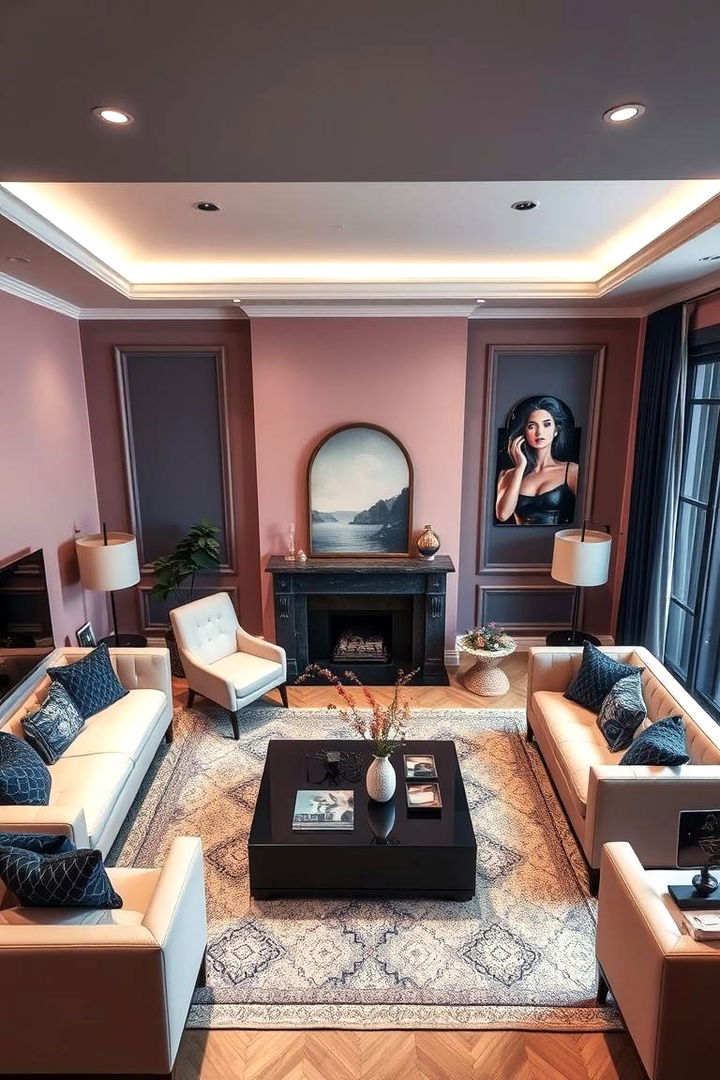 Chic Blush and Navy Accents - 22 Pink and Blue Living Room Ideas