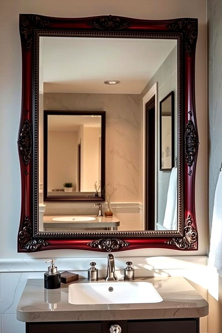 Chic Burgundy Mirror Frames - 22 Burgundy Bathroom Ideas
