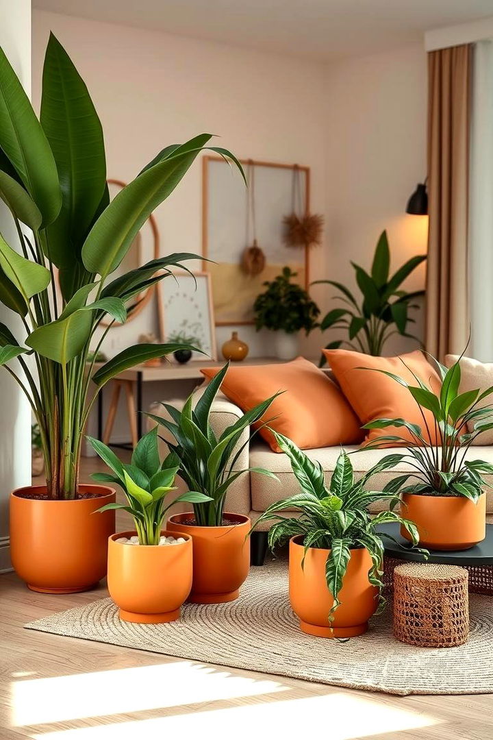 Chic Burnt Orange Indoor Plant Pots - 22 Burnt Orange Living Room Ideas