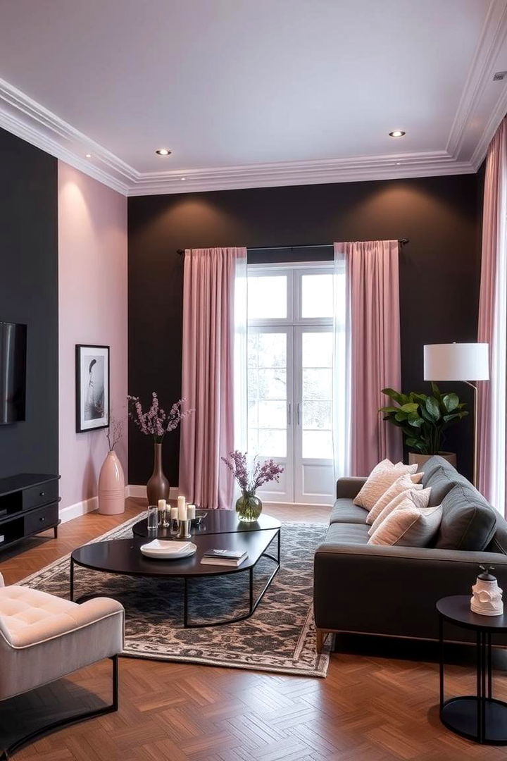 Chic Charcoal and Soft Pink - 22 Two Colour Combination for Living Room