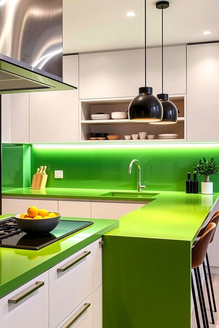 Chic Contemporary Green Countertops Innovations - 22 Kitchen With Green Countertops Ideas