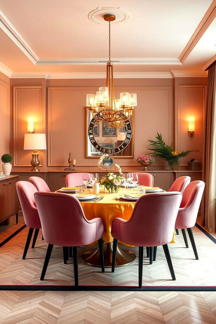 Chic Dining Room Infused with Warm Colors - 22 How to Decorate With Yellow and Pink