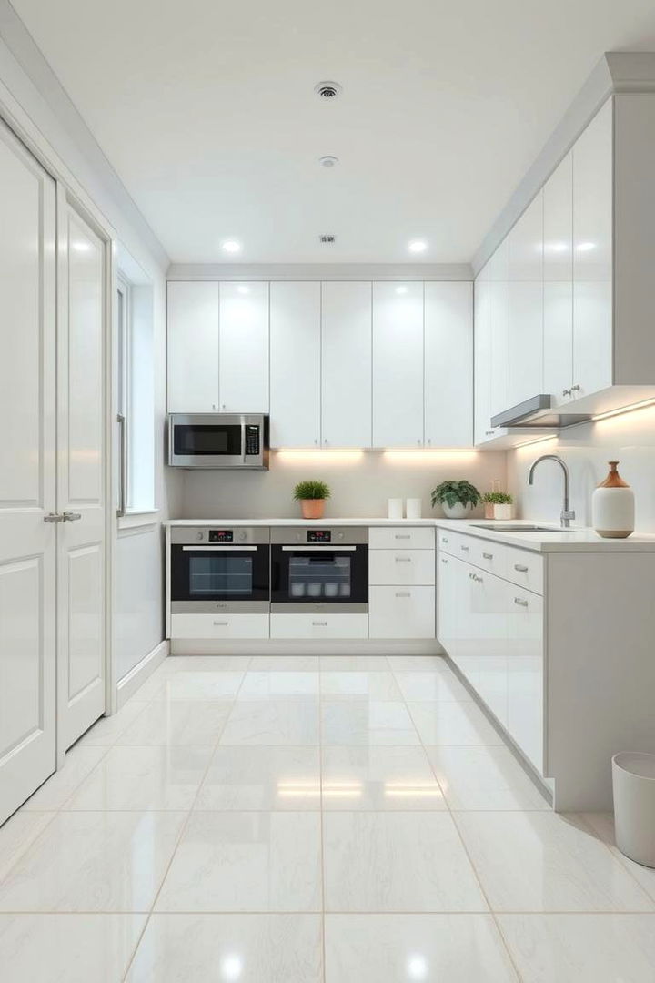 Chic Flooring to Complement the White Palette - 22 Small White Kitchen Ideas