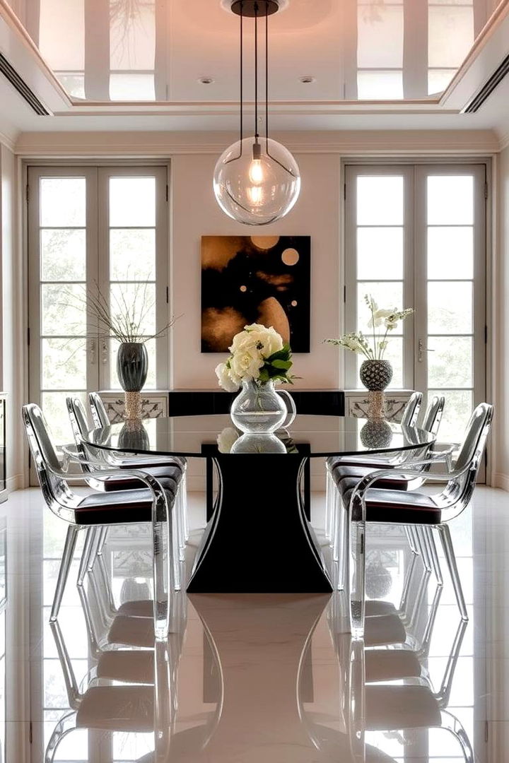 Chic Glass and Lucite Accents - 22 70s Dining Room Design Ideas