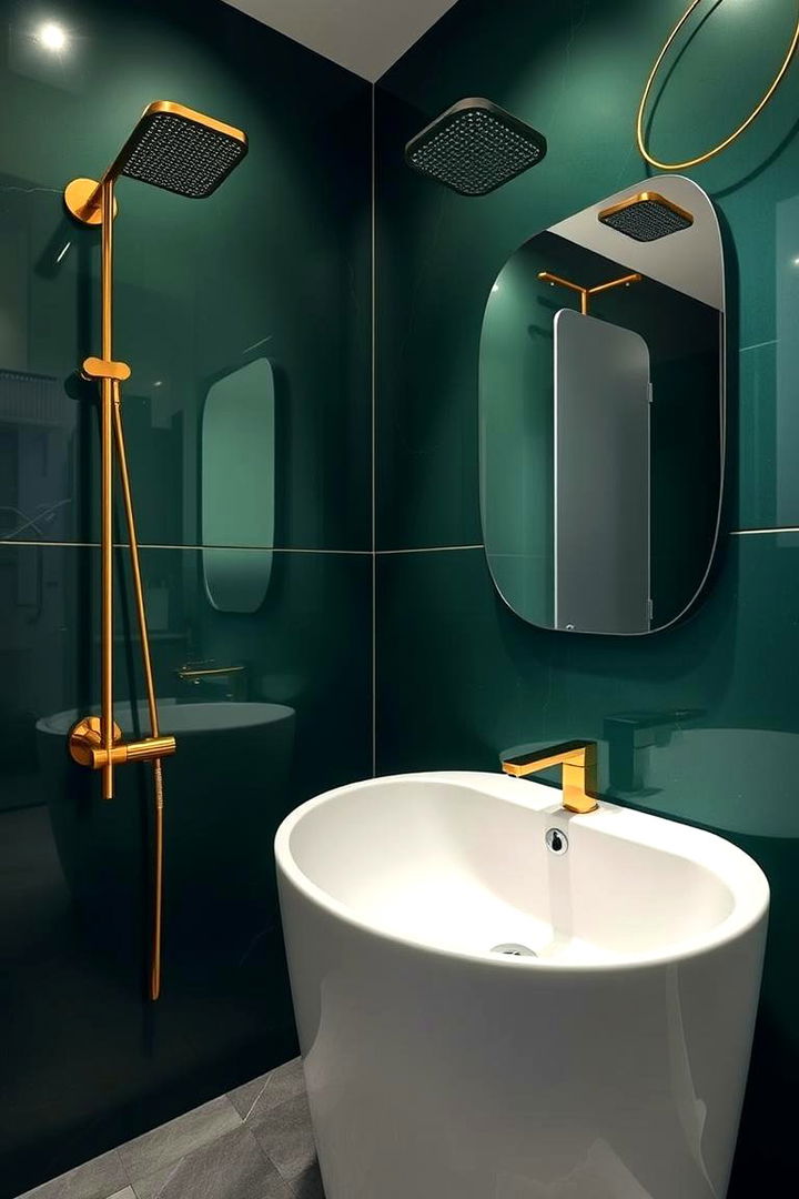 Chic Gold Fixtures - 22 Green and Gold Bathroom Ideas