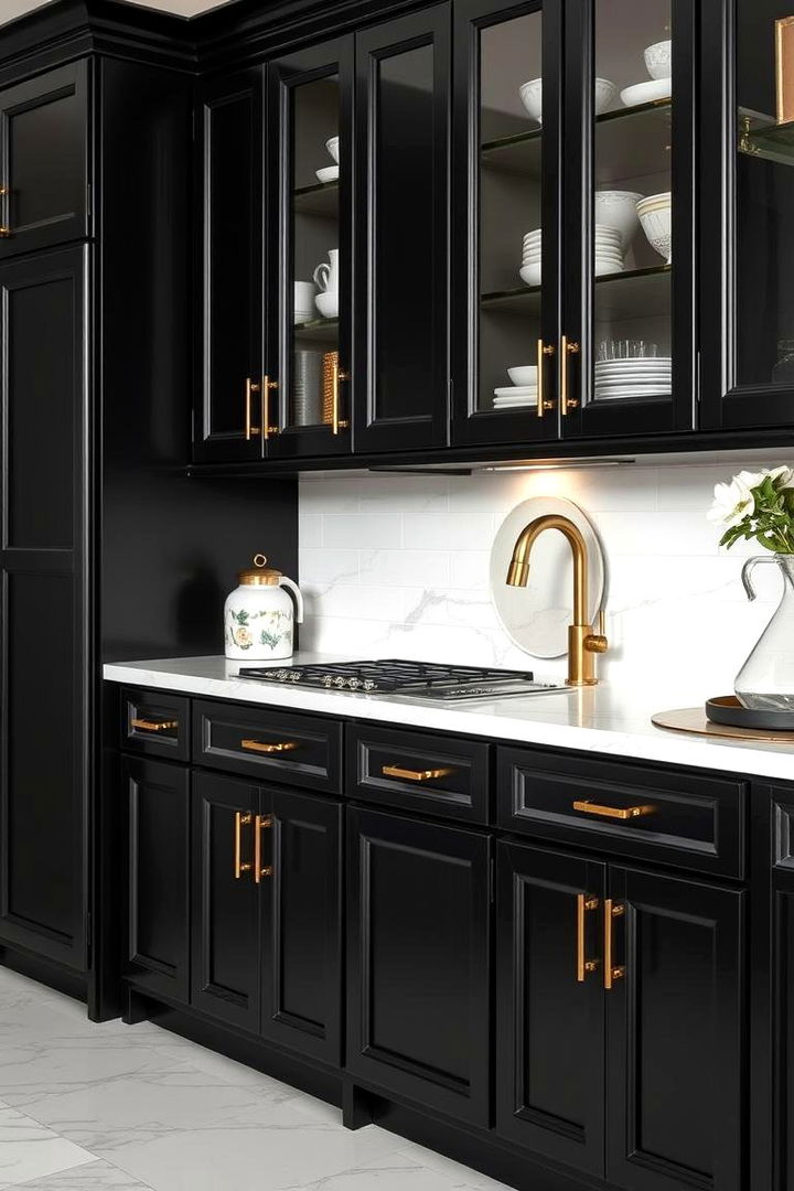 Chic Gold Hardware - 22 black white and gold kitchen ideas