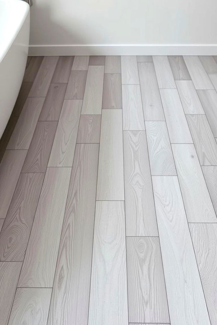 Chic Grey Washed Wood - 22 Ideas for Wood Floors in Bathrooms
