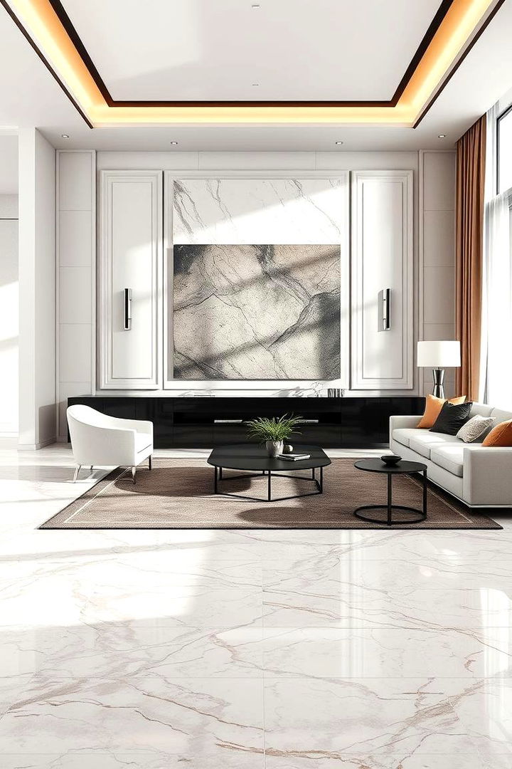 Chic Marble Flooring - 22 Living Room Flooring Ideas