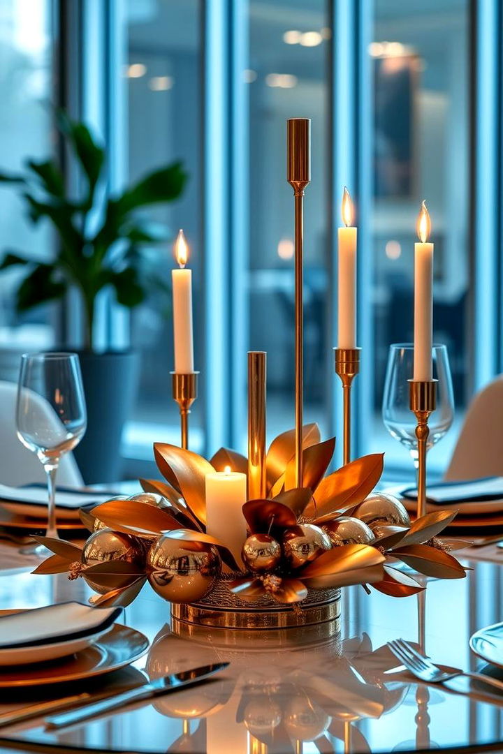 Chic Metallic Accents - 22 Dining Table Centerpiece Ideas
