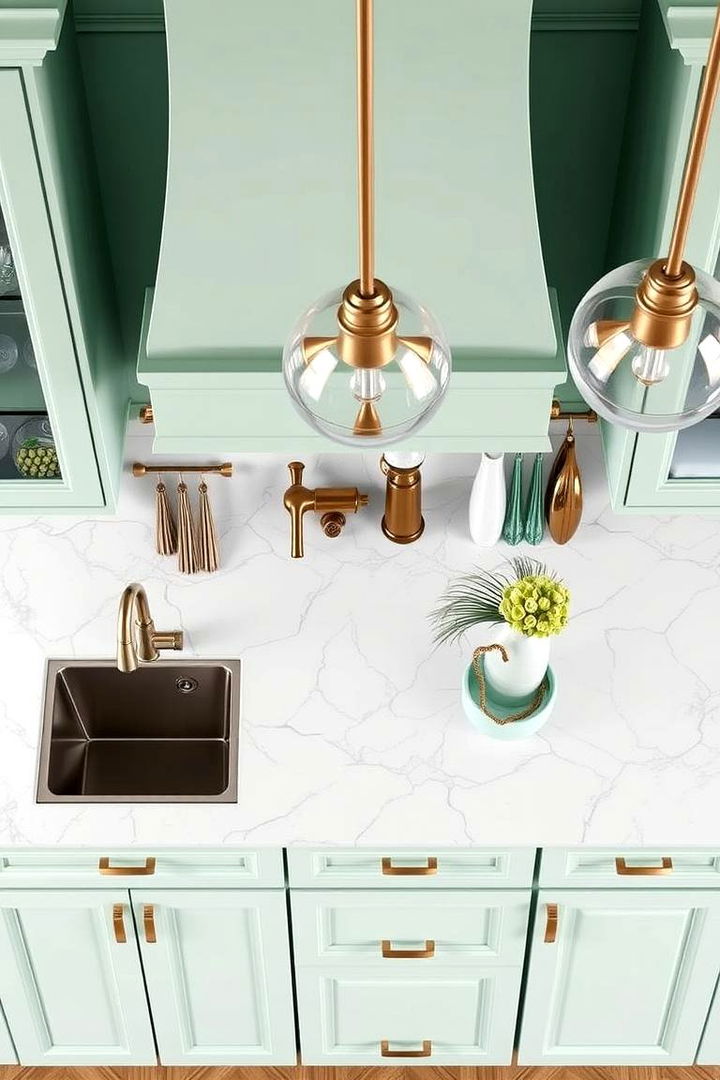 Chic Mint Green Hardware and Fixtures - 22 Mint Green Kitchen Ideas