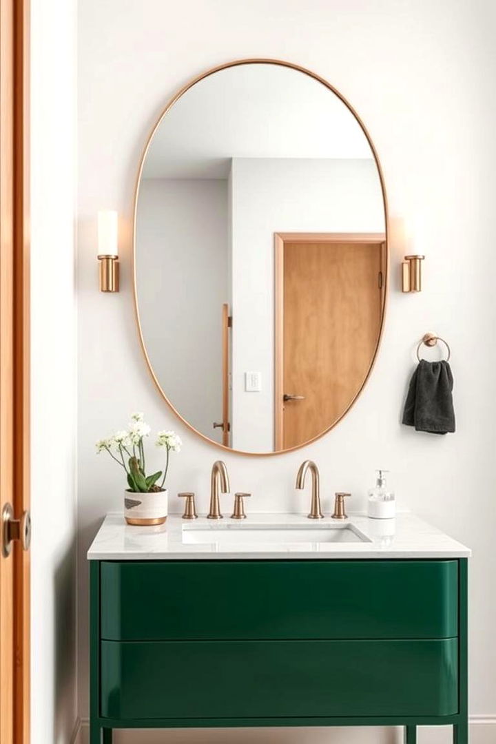 Chic Mirror Installations - 22 Bathroom With Green Vanity
