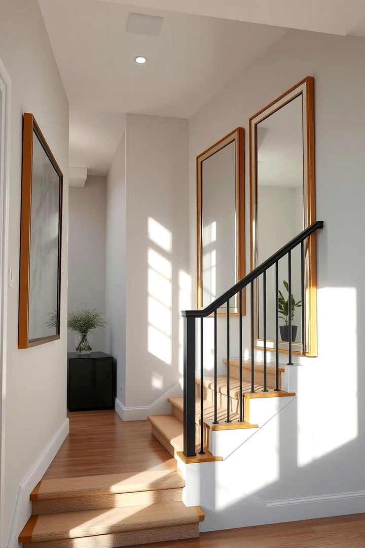 Chic Mirror Integration - 22 Stair Landing Ideas