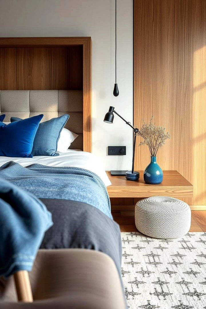 Chic Mixed Materials - 22 Royal Blue Bedroom Ideas