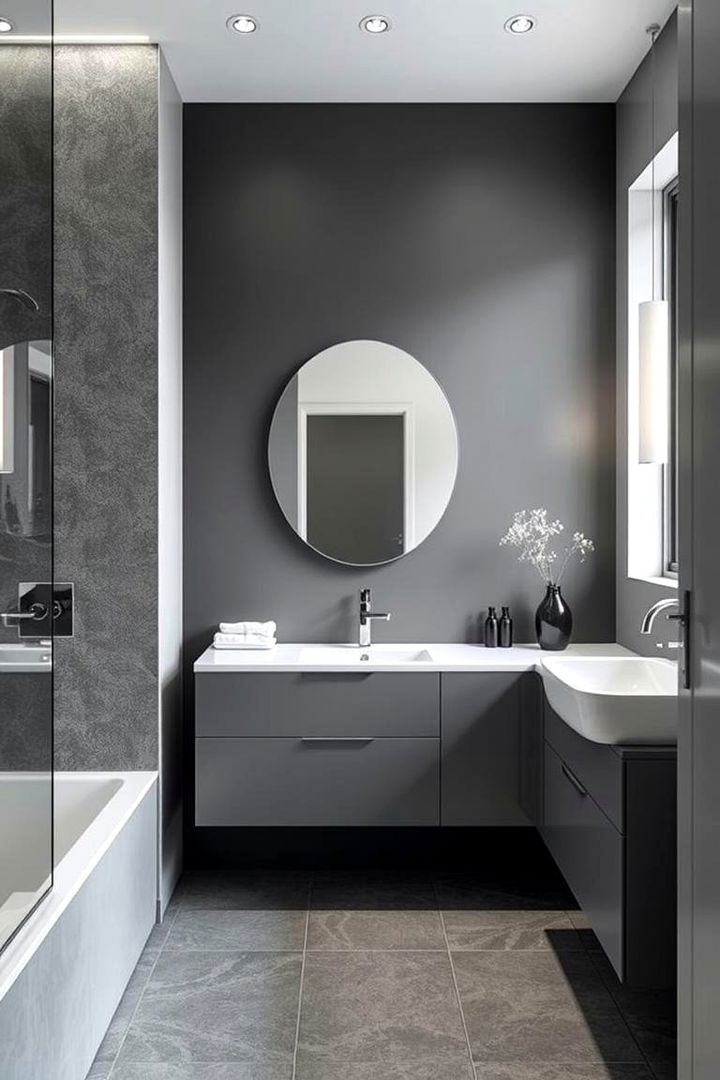 Chic Monochrome Statement - 22 Gray Floor Bathroom Ideas