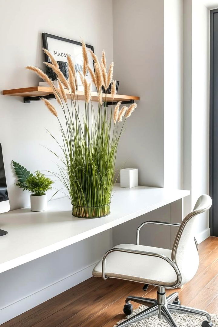 Chic Office Workspace - 22 Pampas Grass Decor Ideas