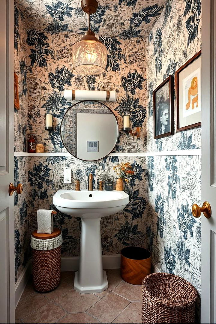 Chic Pattern Mixing - 22 Bathroom Wallpaper Ideas