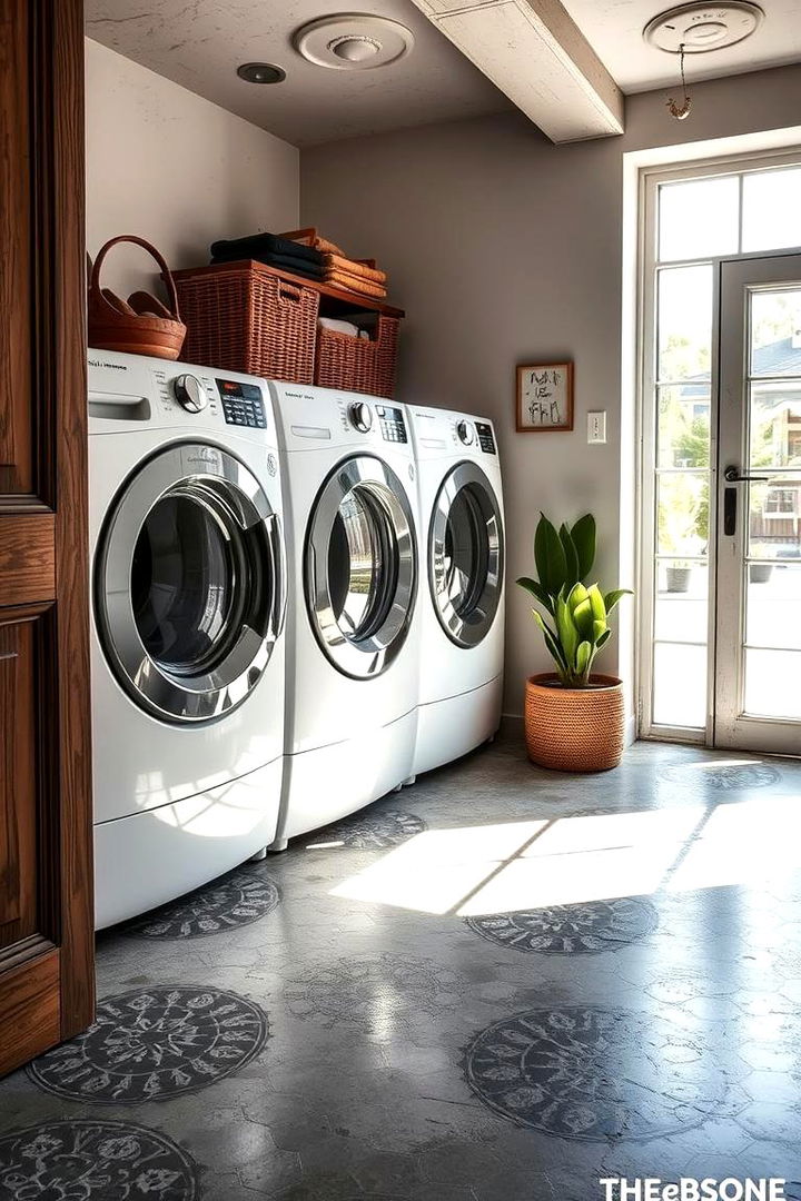 Chic Patterned Concrete - 22 Laundry Room Floor Ideas