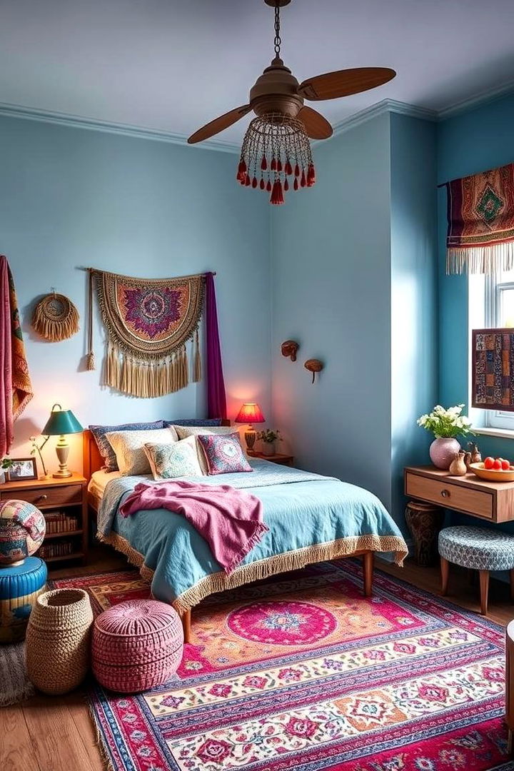 Chic Periwinkle Bohemian Scene - 22 Periwinkle Bedroom Ideas